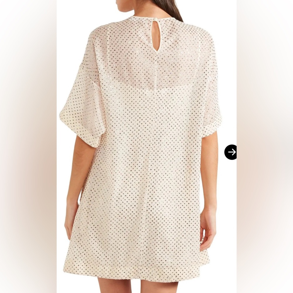 RED VALENTINO Glittered Polka-Dot Silk-Chiffon Mini Dress - Picture 4 of 17
